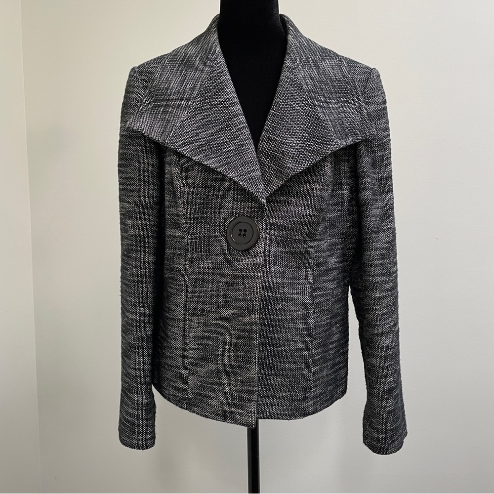 Liz Claiborne Tweed-Style Blazer Jacket Size 10 (Black & White)